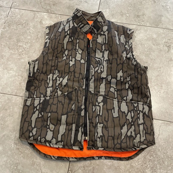 SAF T BAK Trebark Reversible Duck Camo/Hunter Orange Insulated Vest LG Made USA - Picture 1 of 11